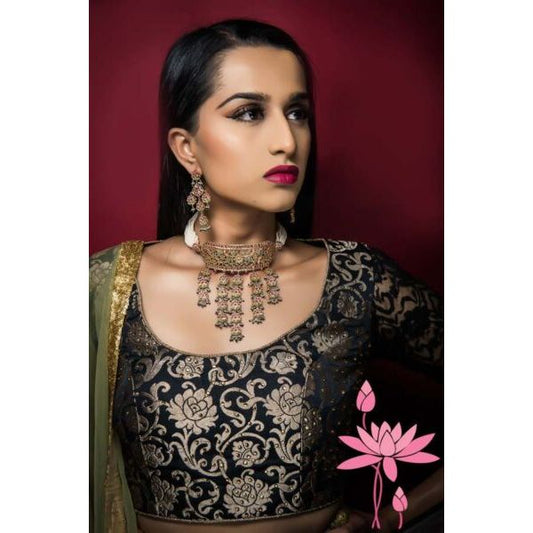 Beautiful Bridal Jhaler Necklace with Pearl Strings – Perfect Choker for Brides