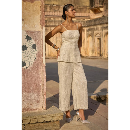 Pearl Embroidered Corset Suit