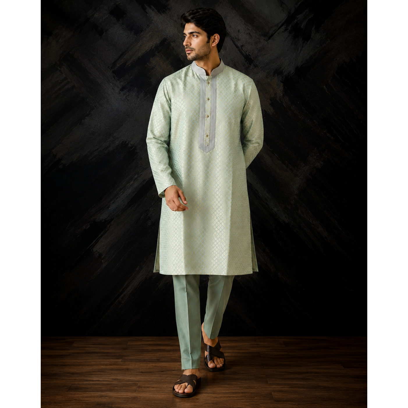 Green Mens Kurta Set
