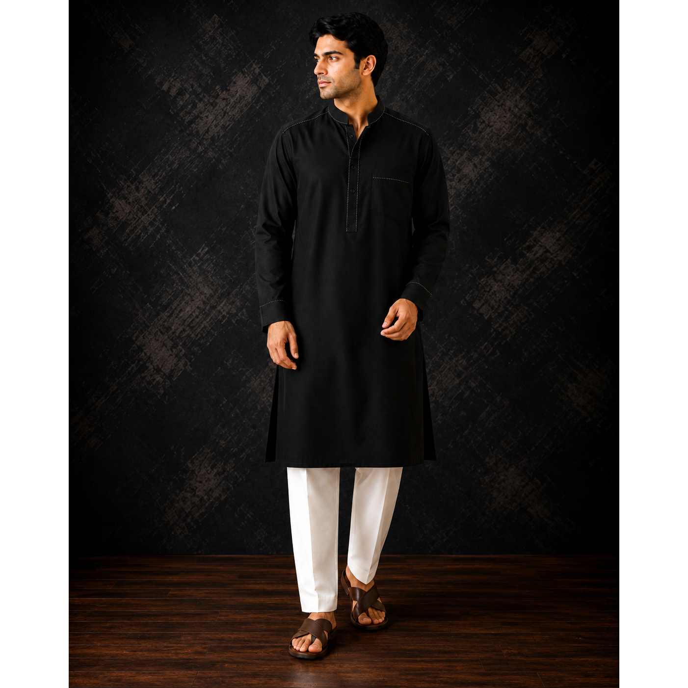Plain Black Kurta set