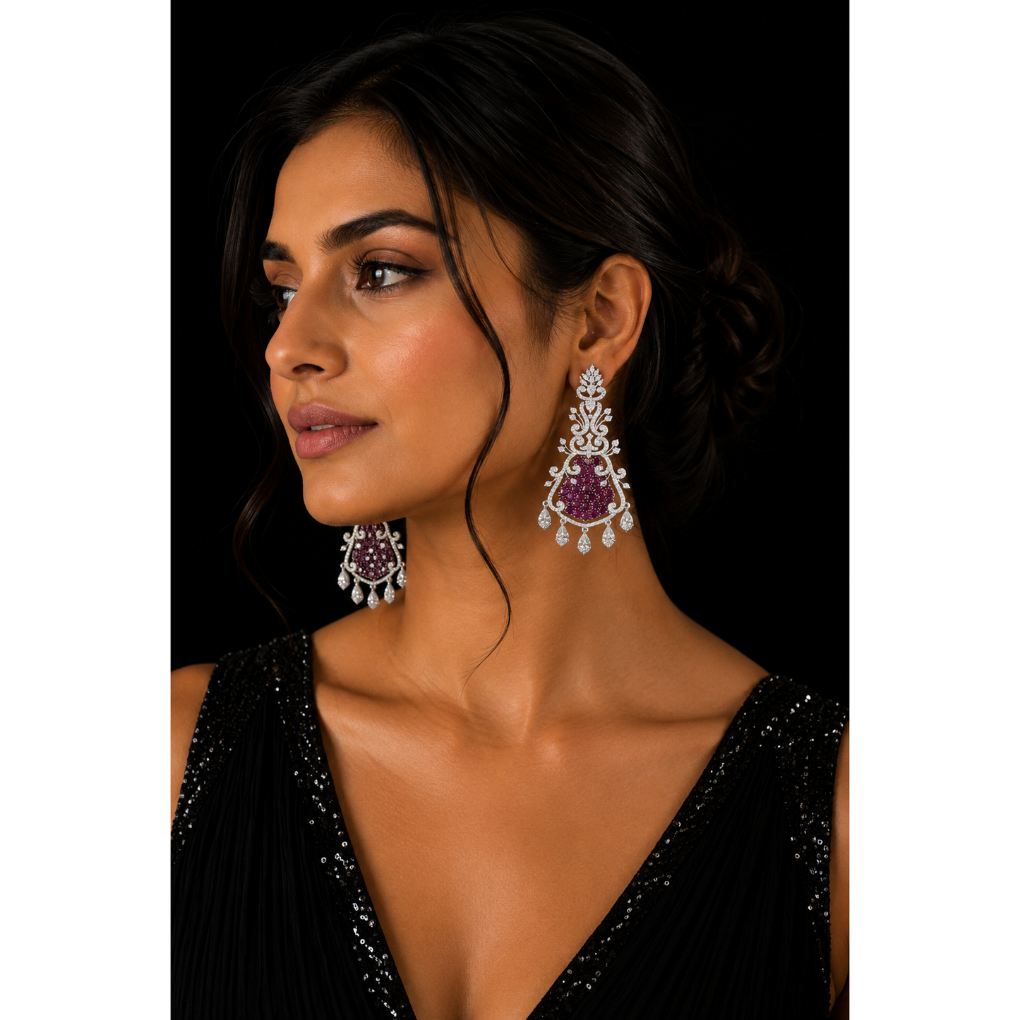 Royal Amethyst Crystal Statement Earrings