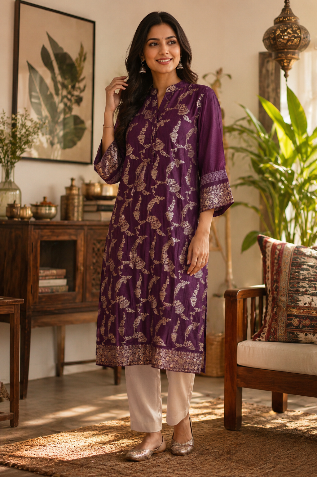 Purple Banarasi Suit
