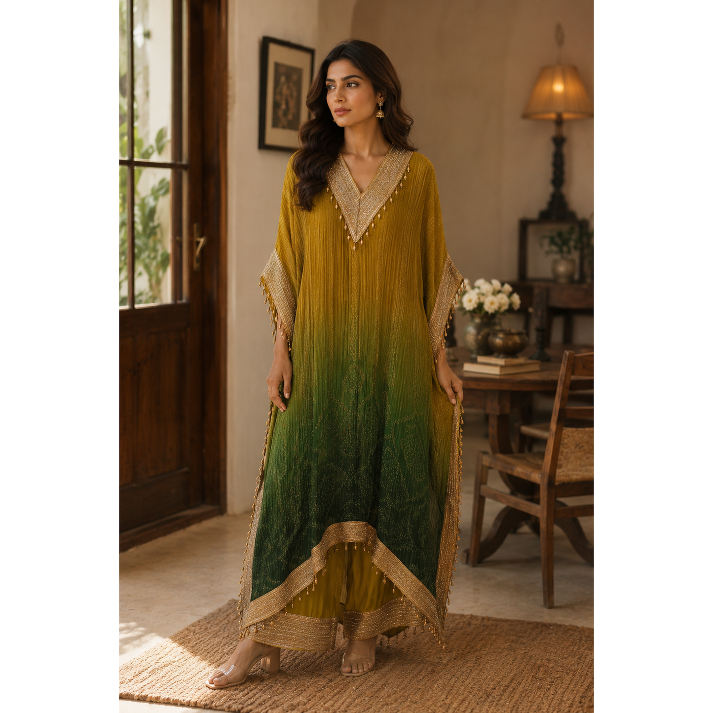 Olive & Emerald Ombre Kaftan Set