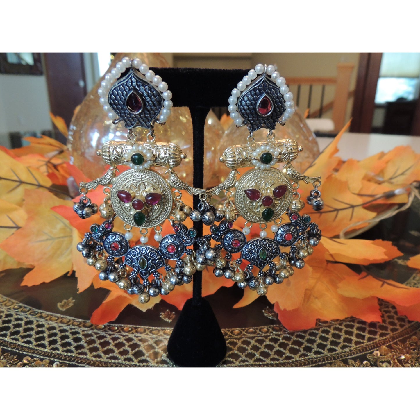 Silver Gold Statement Earrings