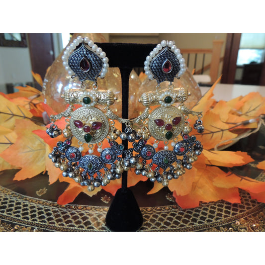 Silver Gold Statement Earrings