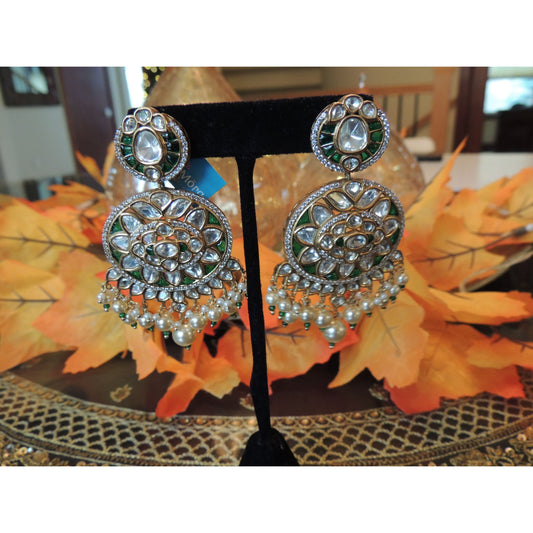 Victorian Green Kundan Earrings