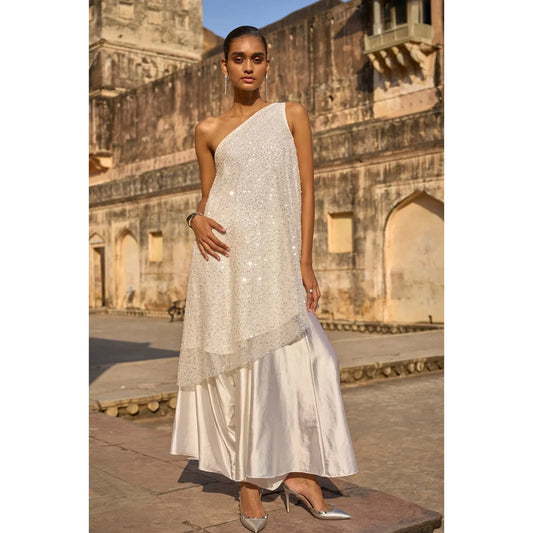 Pearl Embroidered One Shoulder Top