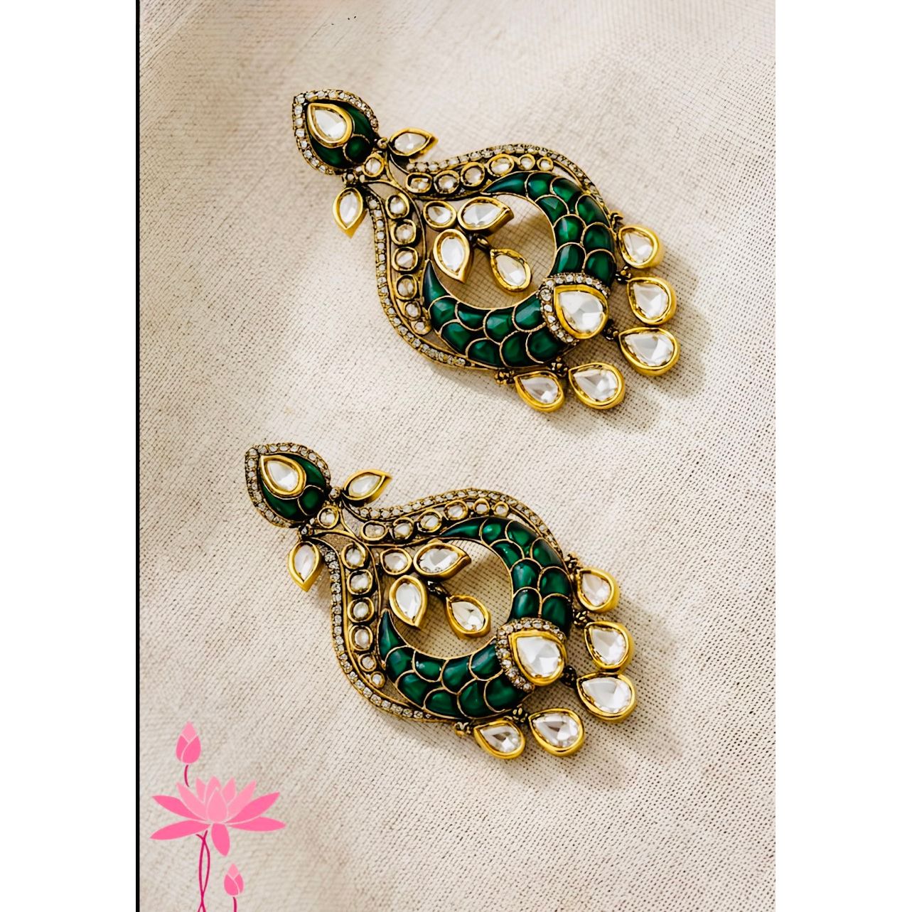 Green Kundan Earrings