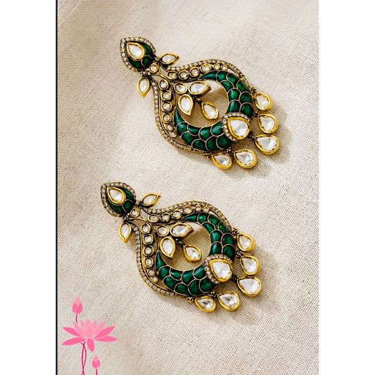 Green Kundan Earrings
