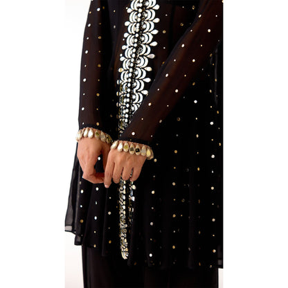 lack Sequin Embroidered Kurta Sharara Set