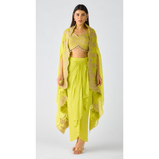 Lime Green Embroidered Sharara Set