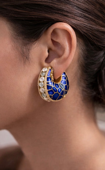 Blue Enamel Earring