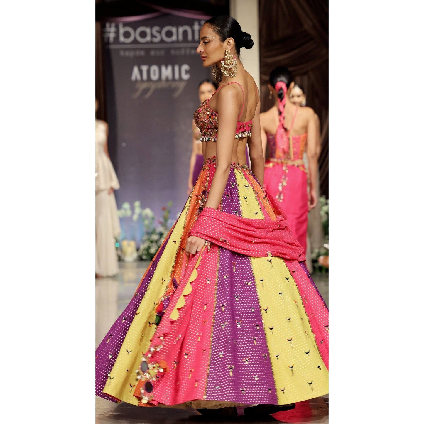 Multicolor Mirror Work Lehenga Set
