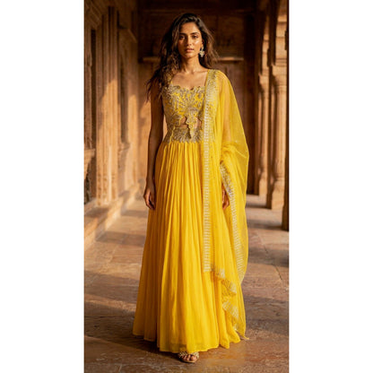 Sunshine Yellow Embroidered Anarkali Set