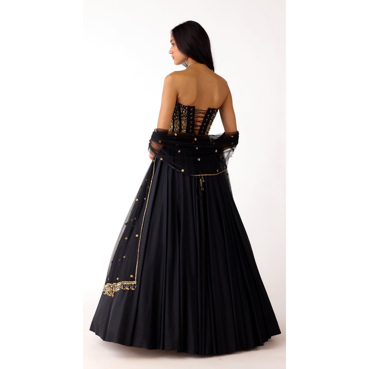 Black Lehenga with gold Detailing