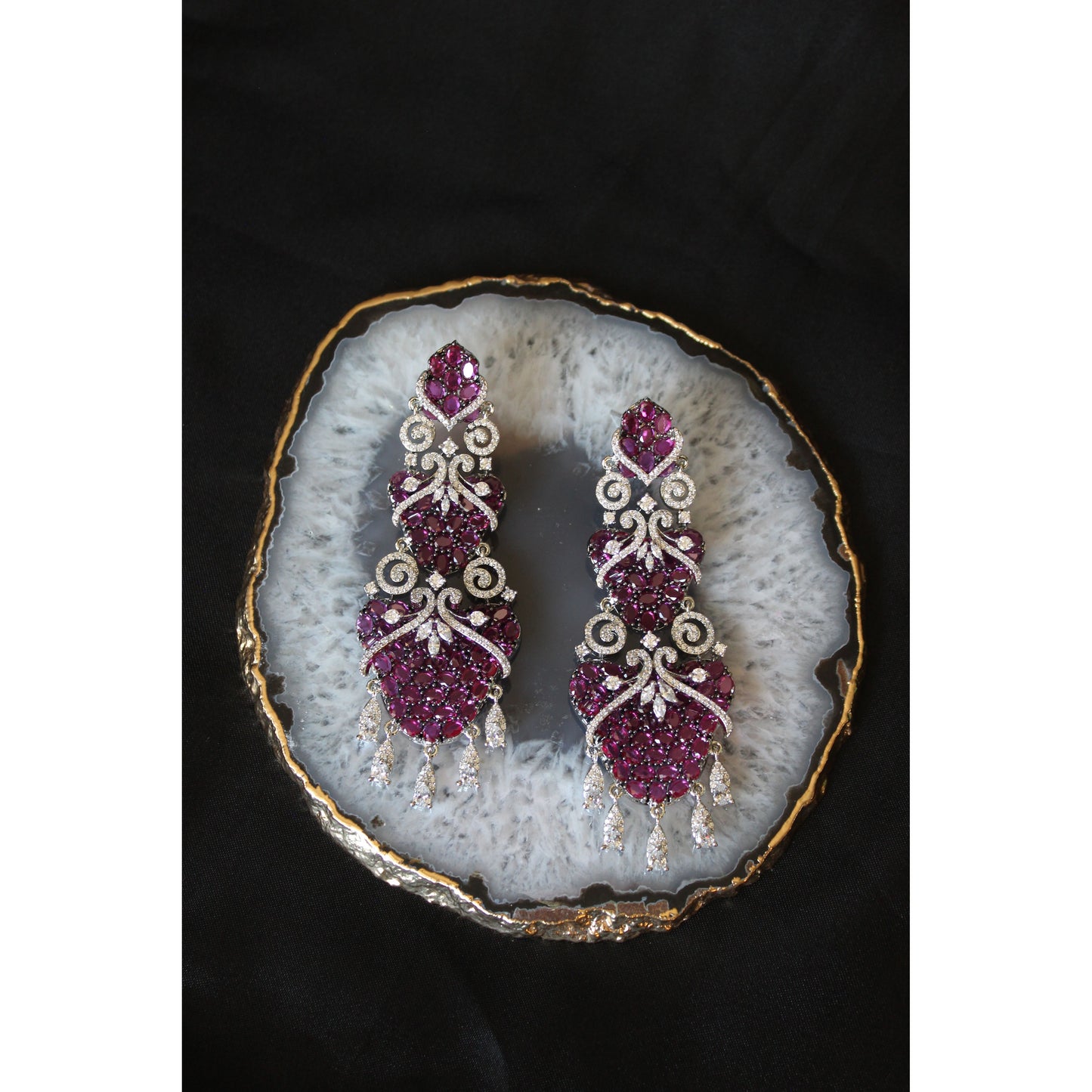 Royal Amethyst Crystal Chandelier Earrings