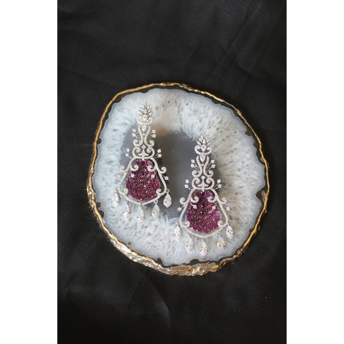 Royal Amethyst Crystal Statement Earrings