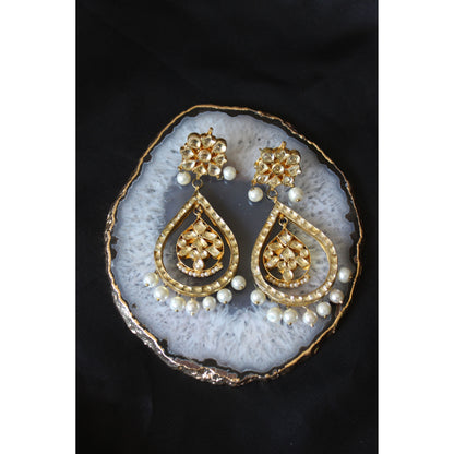 Classic Kundan Pearl Teardrop Earrings