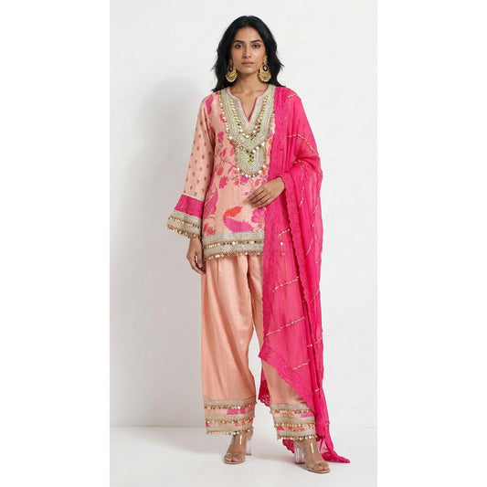 Pink Cotton Silk Kurta Set