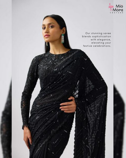 Black Sequined Sareee