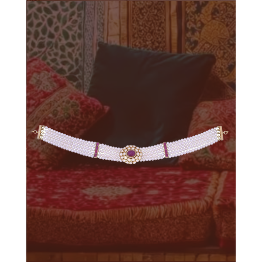 Ruby  & Pearl Silver Necklace