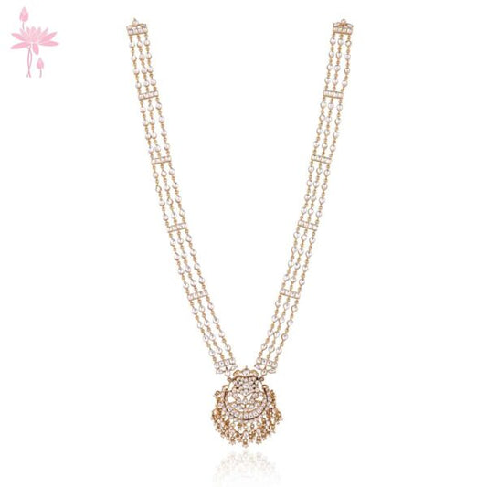 Mia Kundan Necklace with Gold Chains – Exquisite Kundan Jewelry for Elegant Occasions