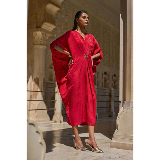 Red Draped Kaftan