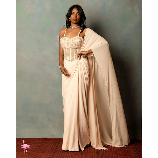 Peach Designer Saree
