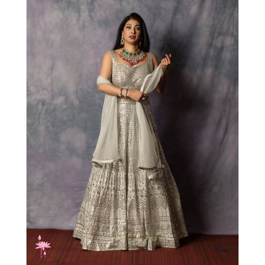 Silver Sequined Lehnga