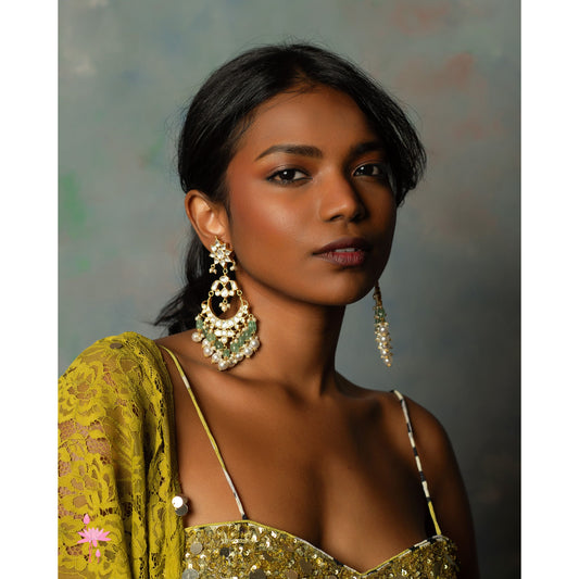 Green Kundan Earrings