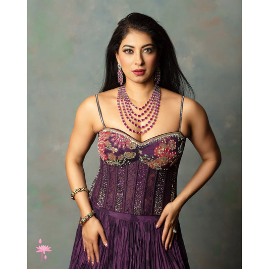 Nayaka Ruby Layered Necklace with Earrings