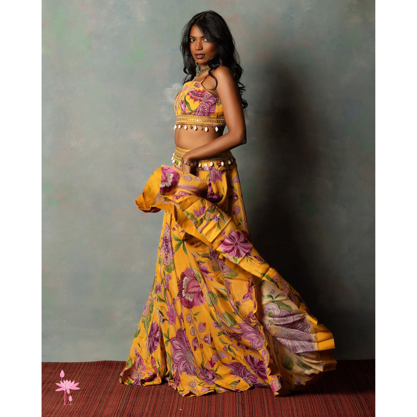Yellow Floral Lehga
