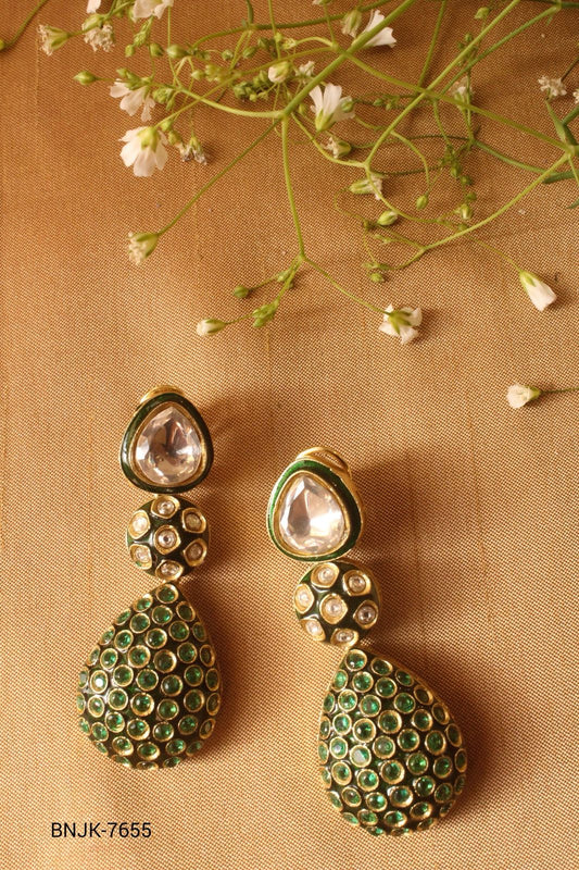 Green Polki Earrings