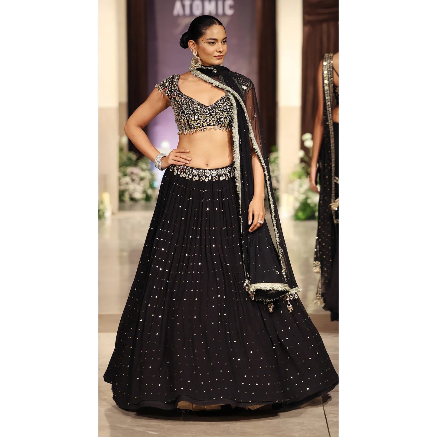 THE MIDNIGHT AURA GEORGETTE LEHENGA SET