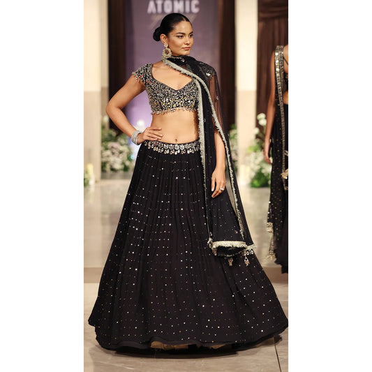 THE MIDNIGHT AURA GEORGETTE LEHENGA SET