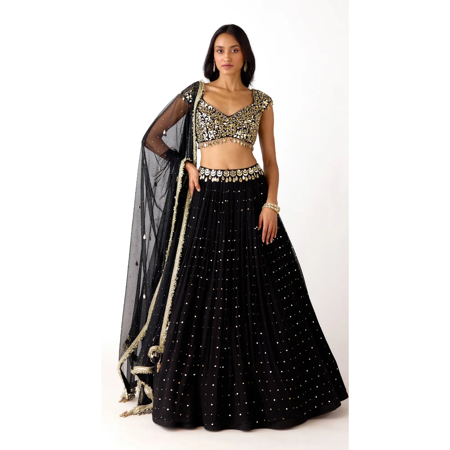 THE MIDNIGHT AURA GEORGETTE LEHENGA SET
