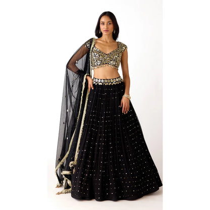 THE MIDNIGHT AURA GEORGETTE LEHENGA SET
