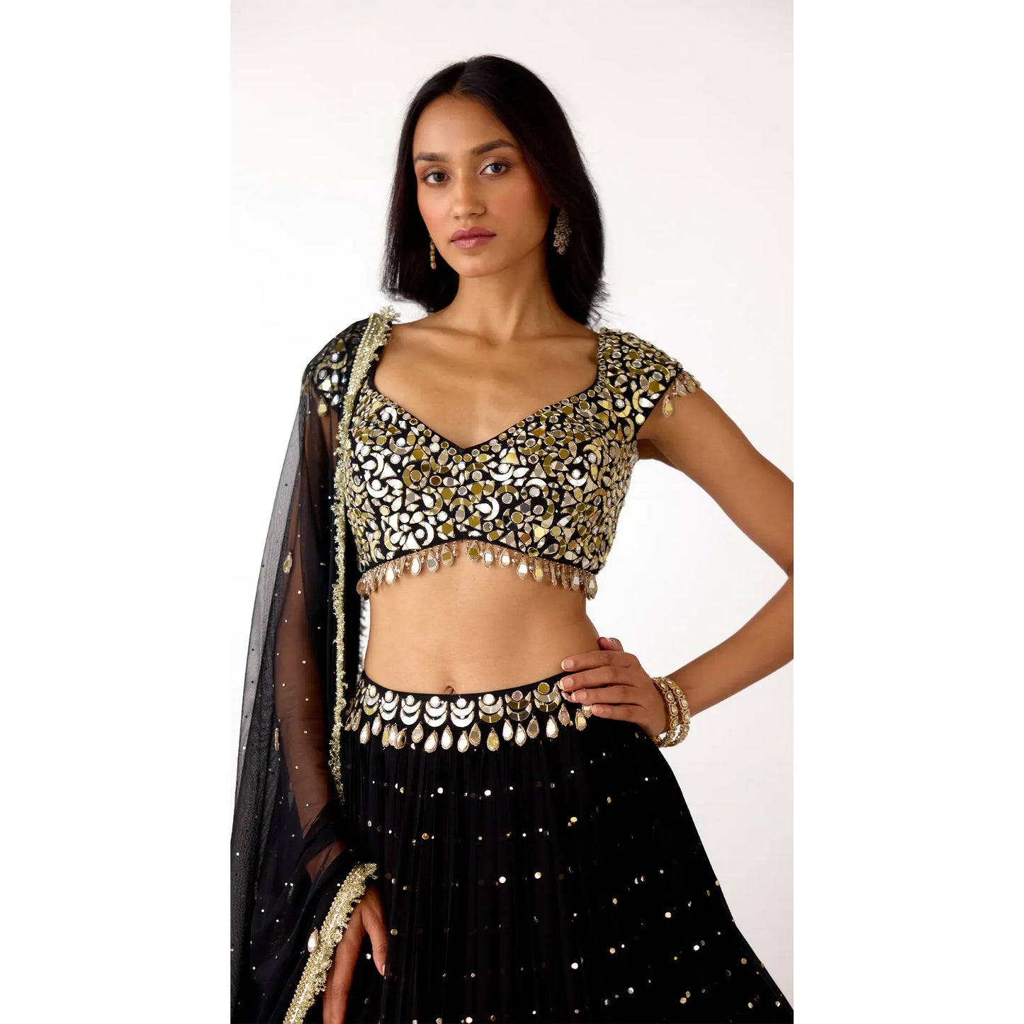 THE MIDNIGHT AURA GEORGETTE LEHENGA SET