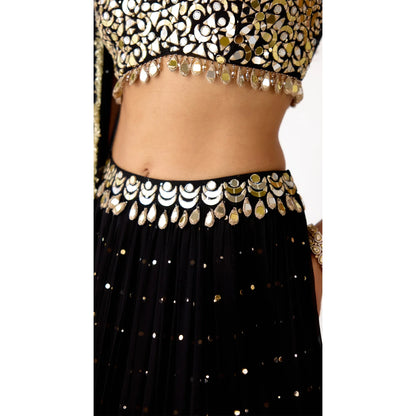 THE MIDNIGHT AURA GEORGETTE LEHENGA SET