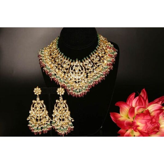 Stunning Bridal Necklace with Light Green & Ruby Fluorites: A Luxurious Jewelry Set for Brides