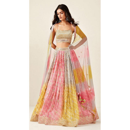 Multicoloured Tie-Dye Lehenga Set