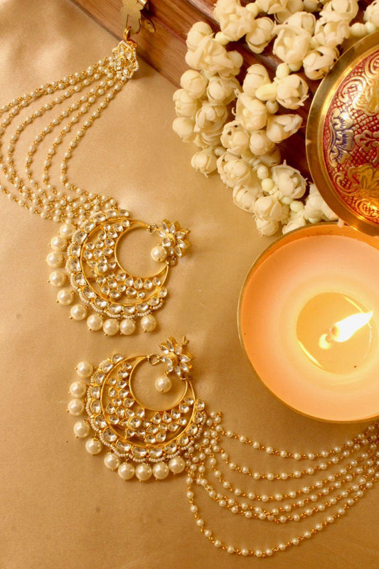 Pearl Kundan Chandbali