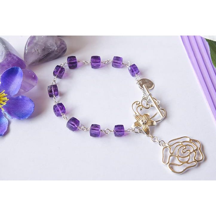 Silver Bracelet with amethysts for spiritual healing