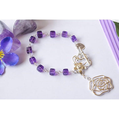 Silver Bracelet with amethysts for spiritual healing