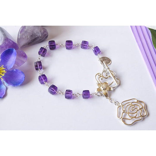 Silver Bracelet with amethysts for spiritual healing