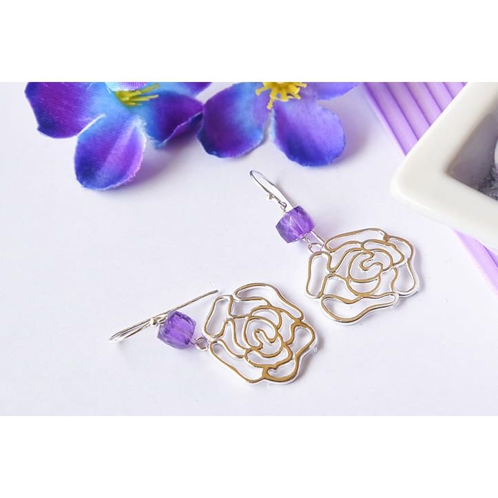 Silver Earrings with amethysts for spiritual healing