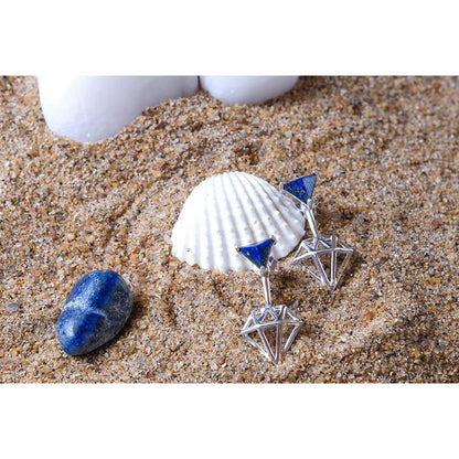 Silver Earrings with lapis lazuli for protection   