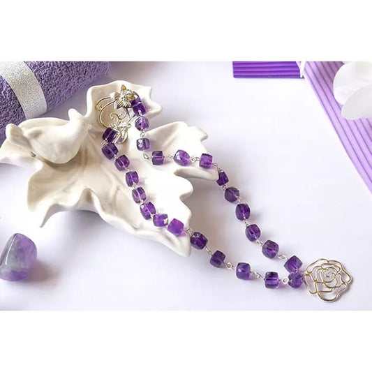 Silver Necklace with amethysts for spiritual healing