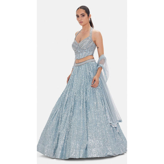 Ice Blue Corset Lehnga Set