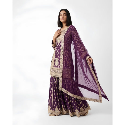Embroidered Silk Sharara Set